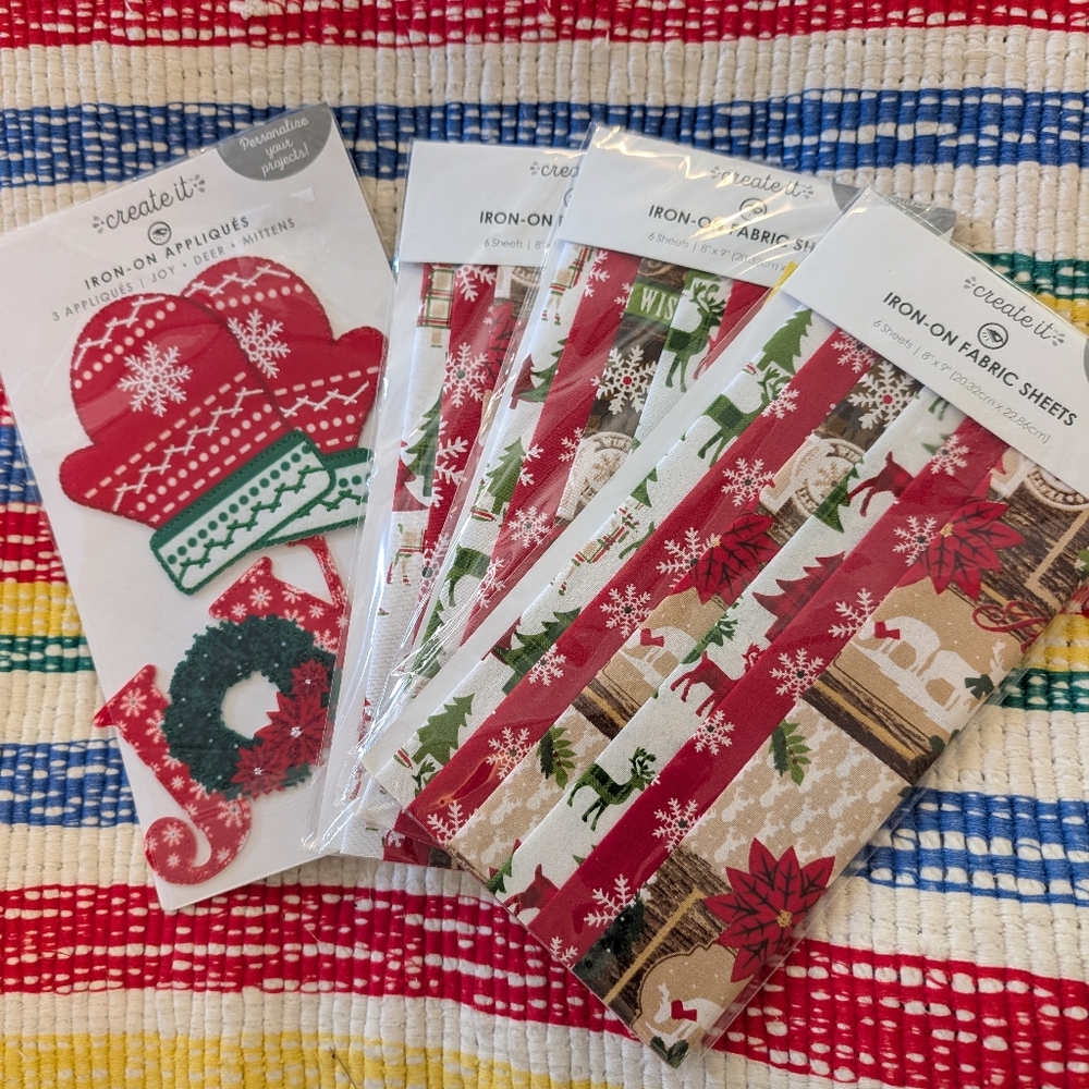 Christmas Iron-On Fabric Sheets and‎ Appliques NIP